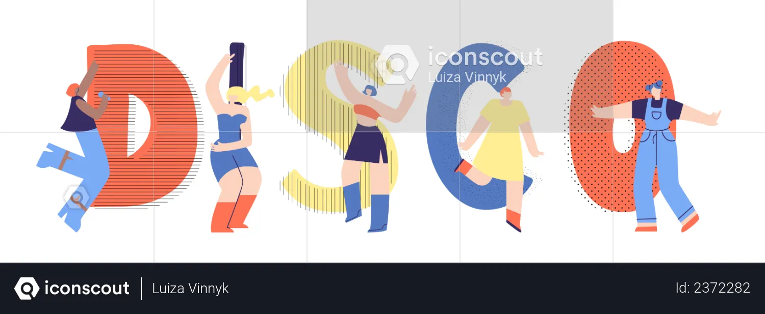 Disco and Dancing People  Illustration