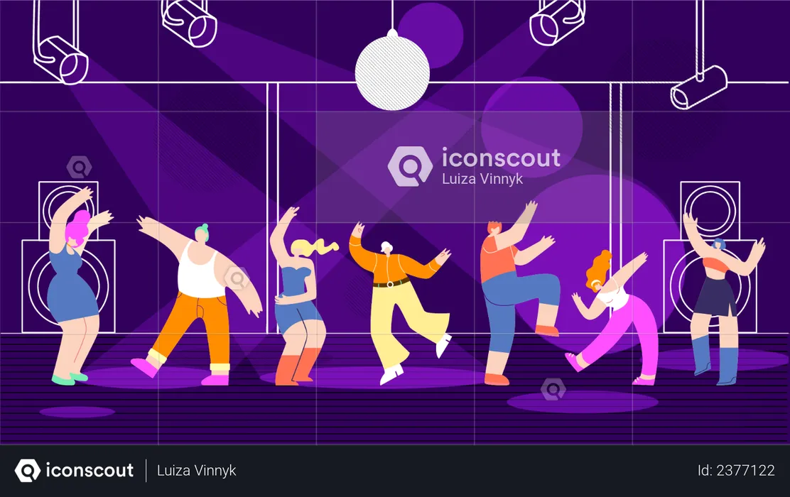 Disco People at Nightclub  Illustration