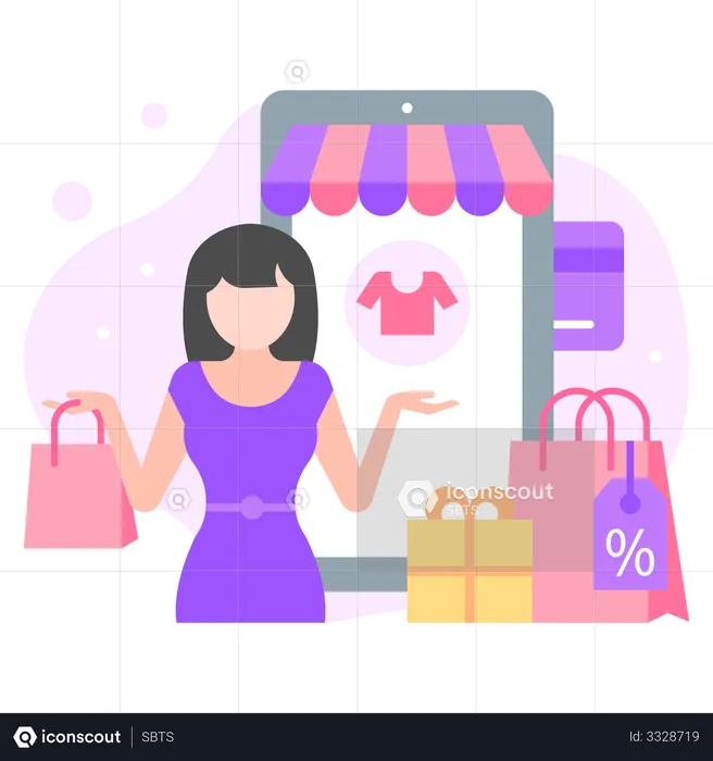 Discount on online shopping  Illustration