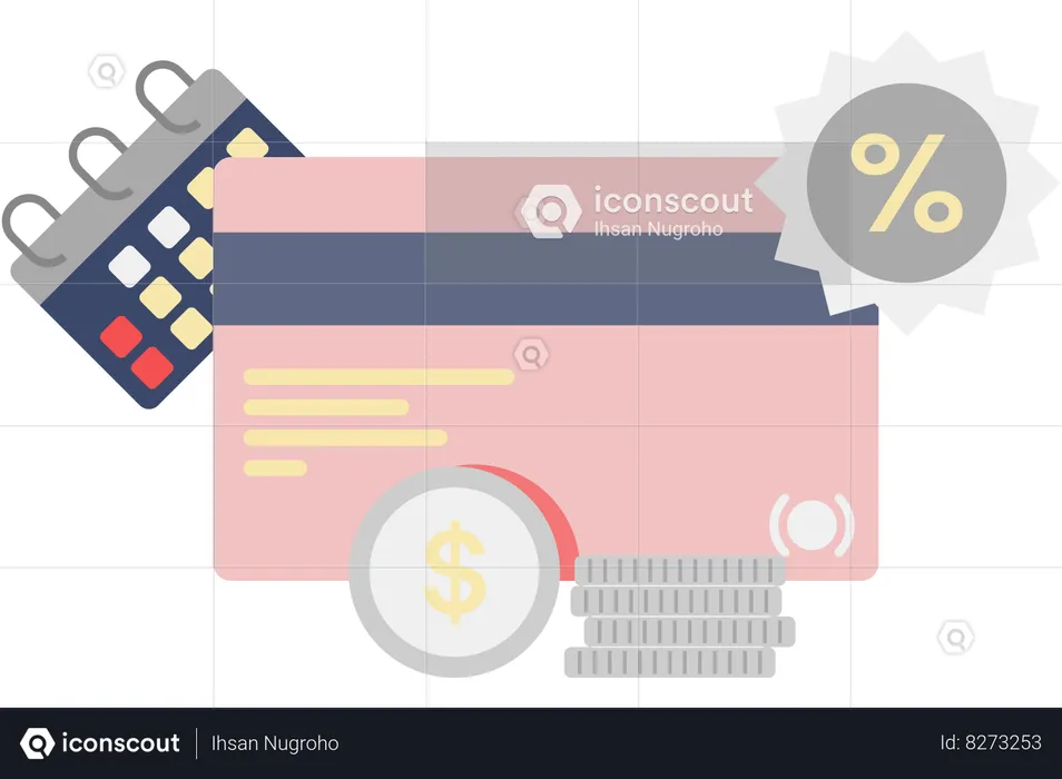 Discount on payment using a credit card  Illustration
