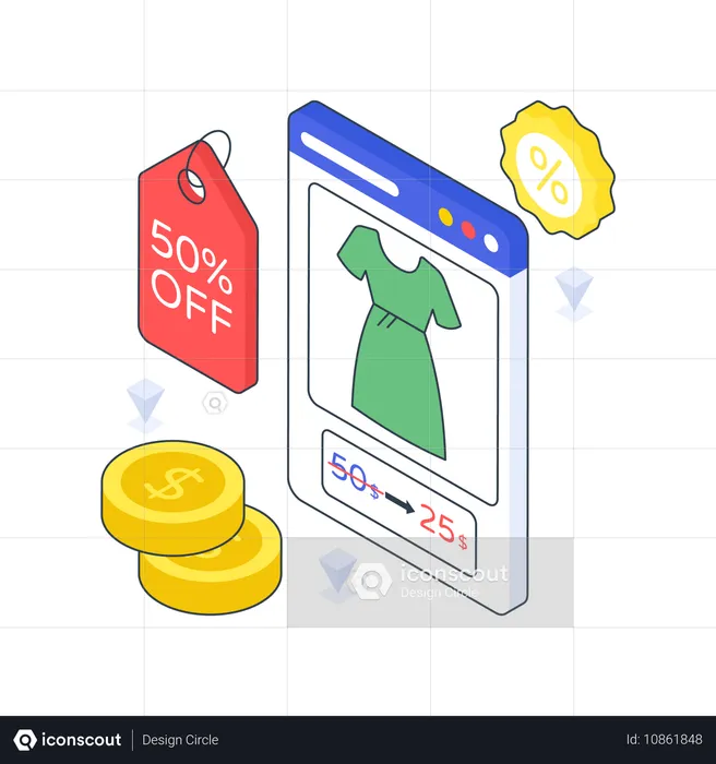 Discount On Product  Illustration