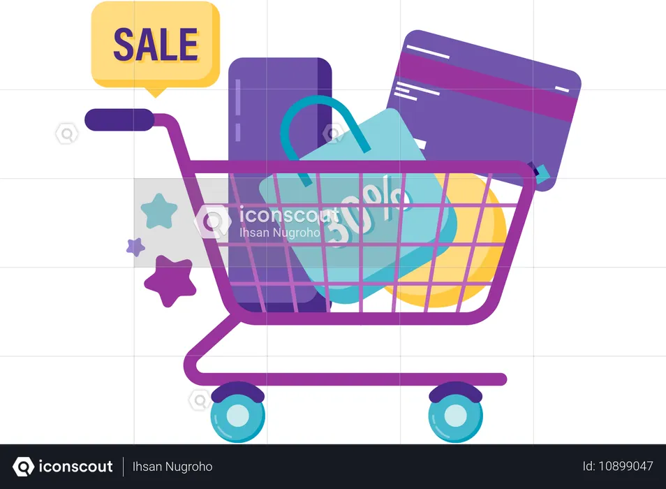 Discount shopping cart  Illustration