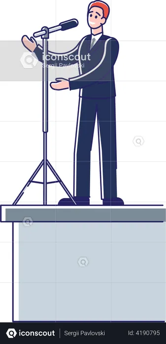 Un homme politique parle debout sur le podium  Illustration