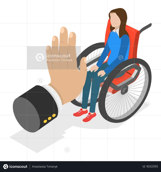 Discrimination to disabled people  Illustration