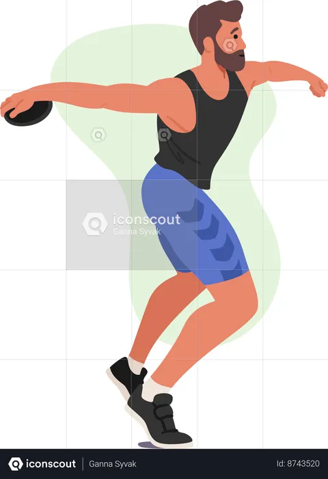 Discus Throwing Athlete Exhibits Powerful Rotational Technique  Illustration