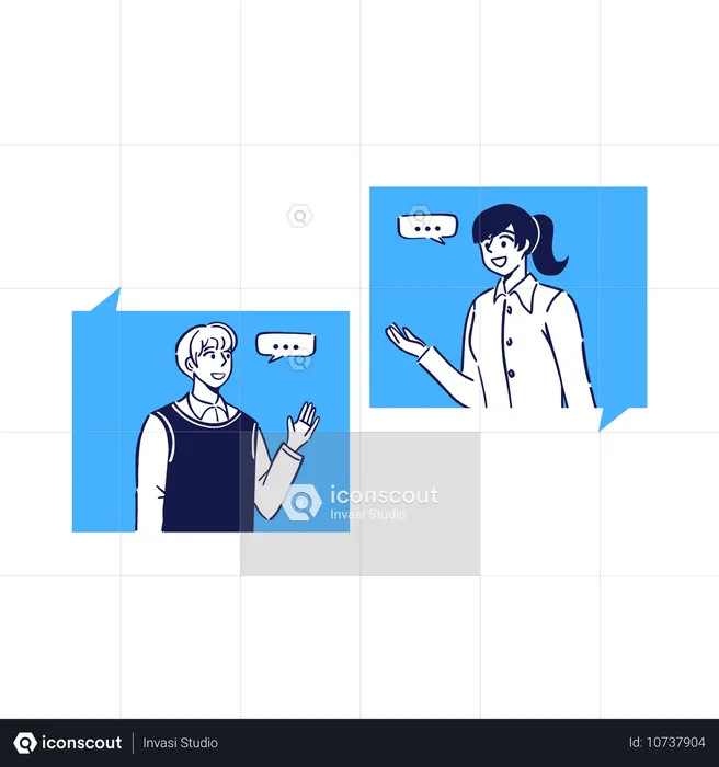Discusión digital entre compañeros de trabajo  Ilustración