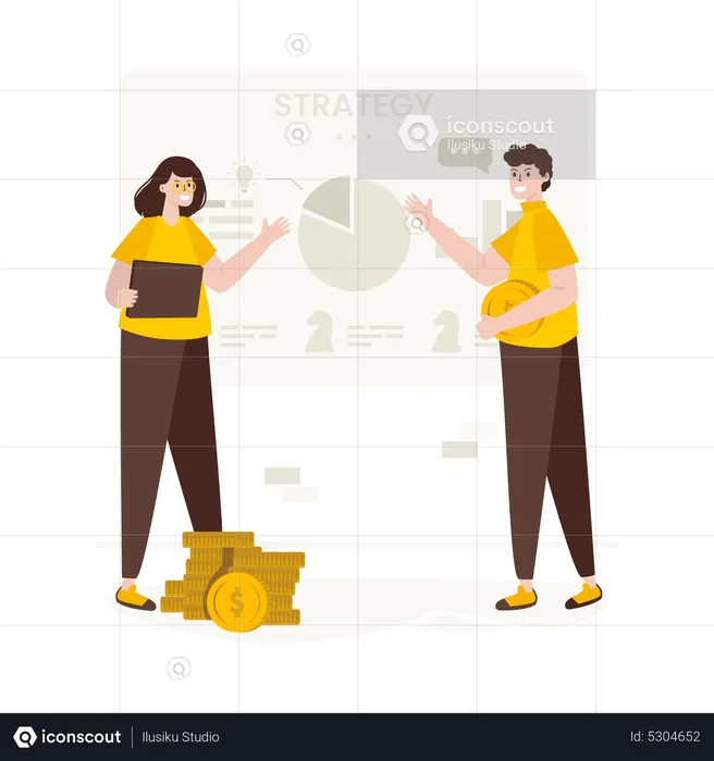 Discusión sobre estrategia de marketing  Ilustración