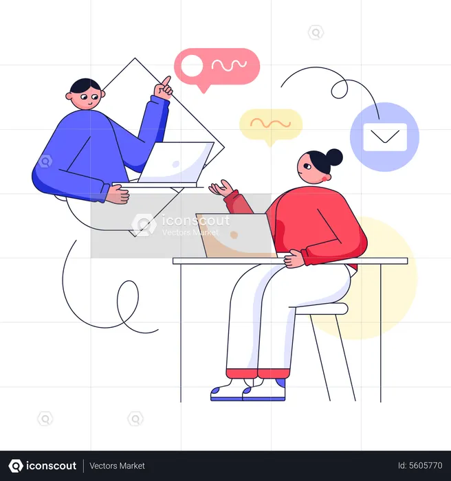 Discussão de negócios on-line  Ilustração