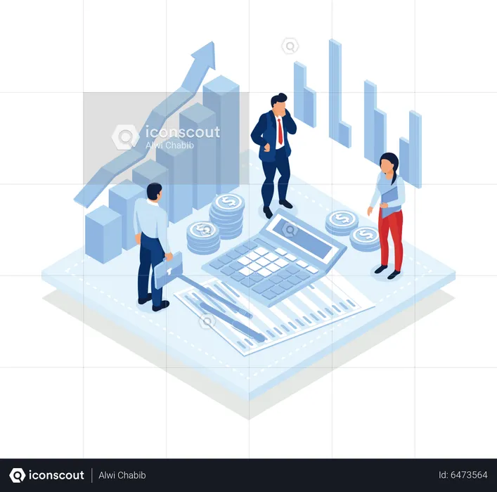 Discussion de gens d'affaires sur la croissance financière  Illustration