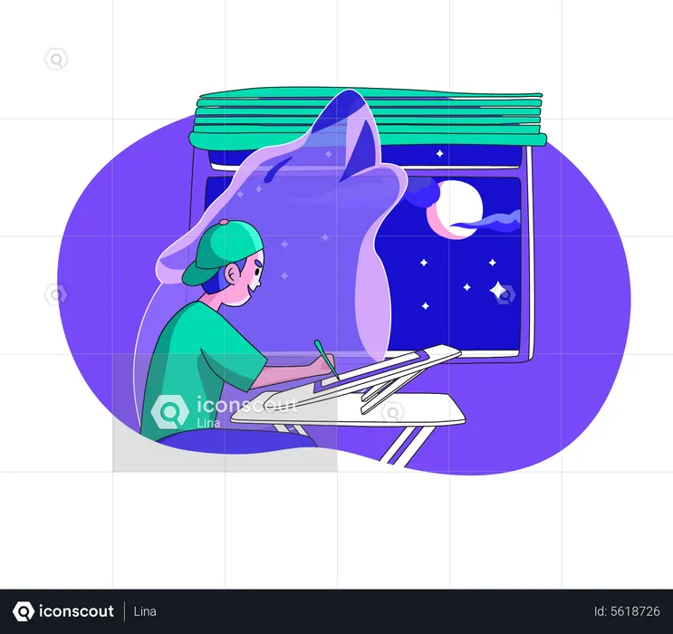 Diseñador gráfico trabajando  Ilustración