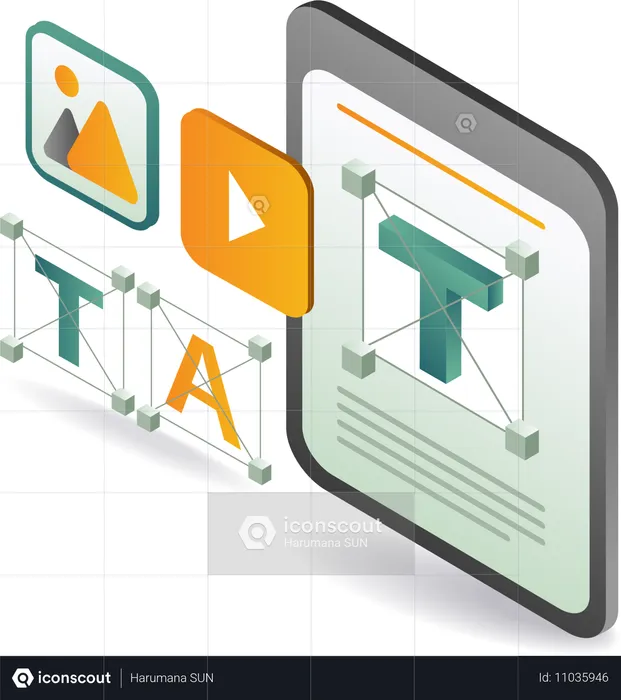 Diseño de maquetación en aplicaciones de tecnología informática  Ilustración