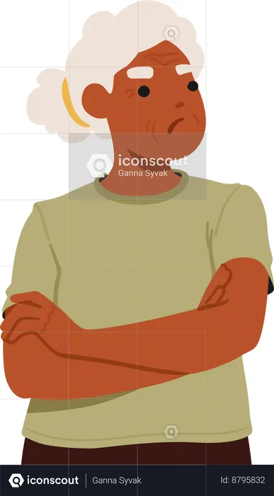 Disgruntled Elderly Woman, Offended By  Perceived Sligh  Illustration