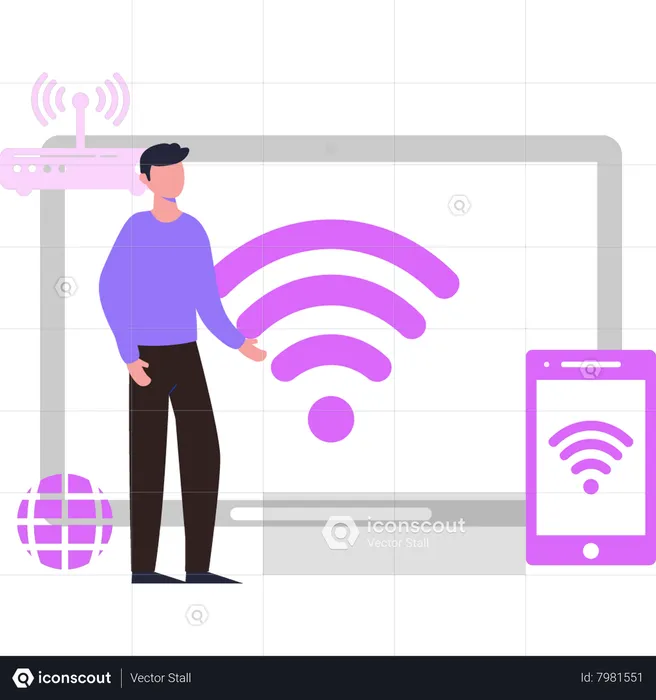 Dispositivos conectados a Wi-Fi  Ilustración