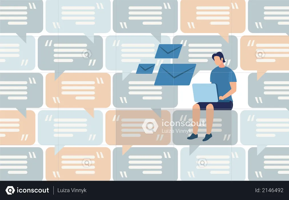 Distant Work, Communication in Social Network, Mass Mailing and Spam, Client Support  Illustration