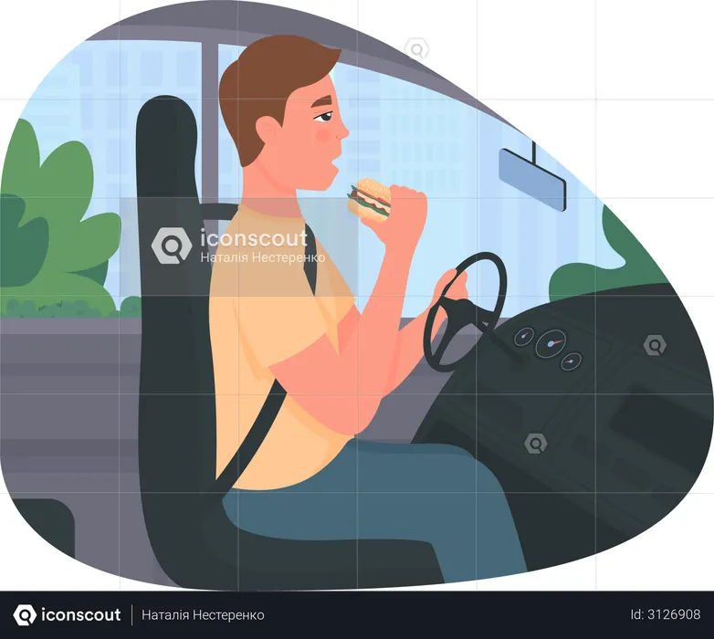 Distracted driving  Illustration