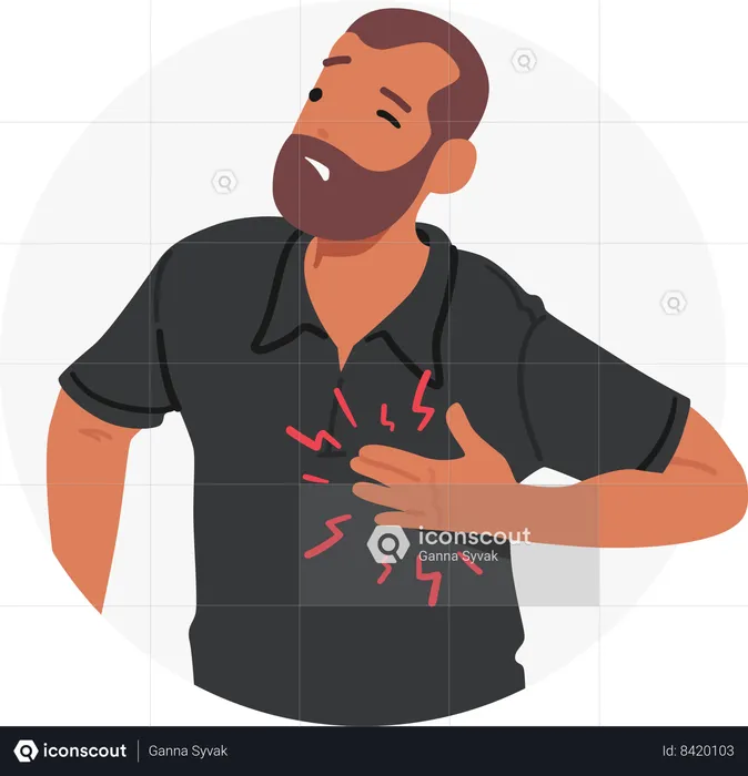 Distressed Man feeling Heart Attack  Illustration