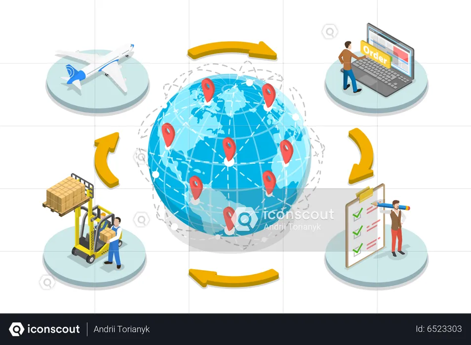 Distribution logistique mondiale  Illustration