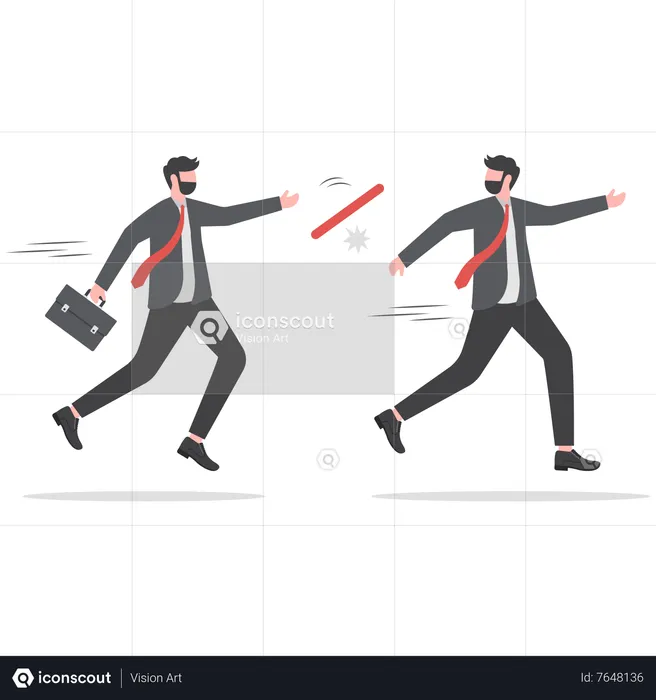 Distrust partner businessman fail baton pass losing business competition  Illustration