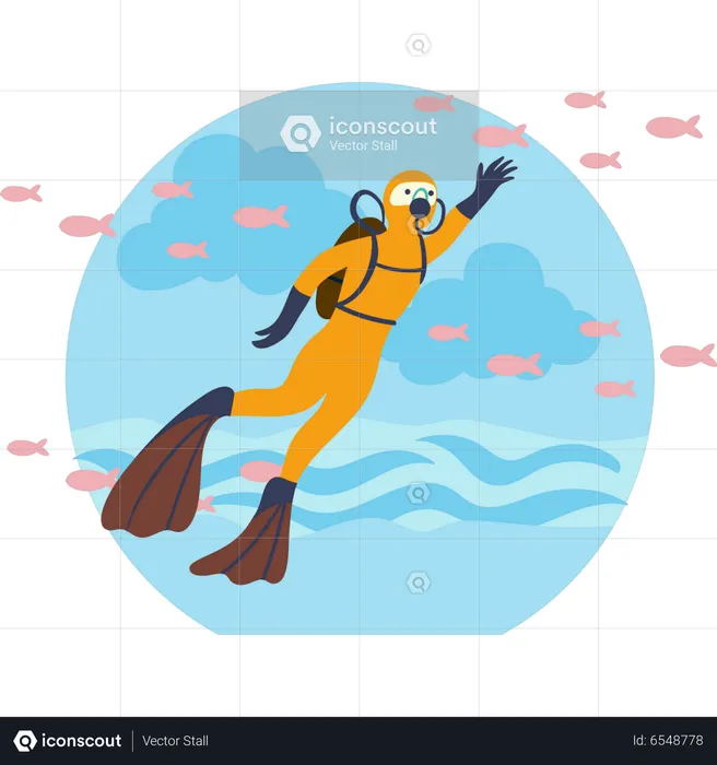 Diver in ocean  Illustration