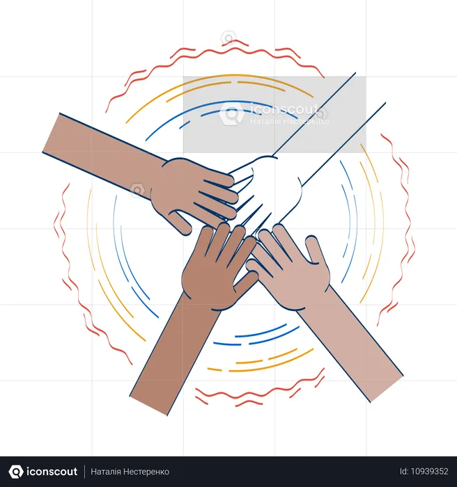 Diverse hands in unity circle  Illustration