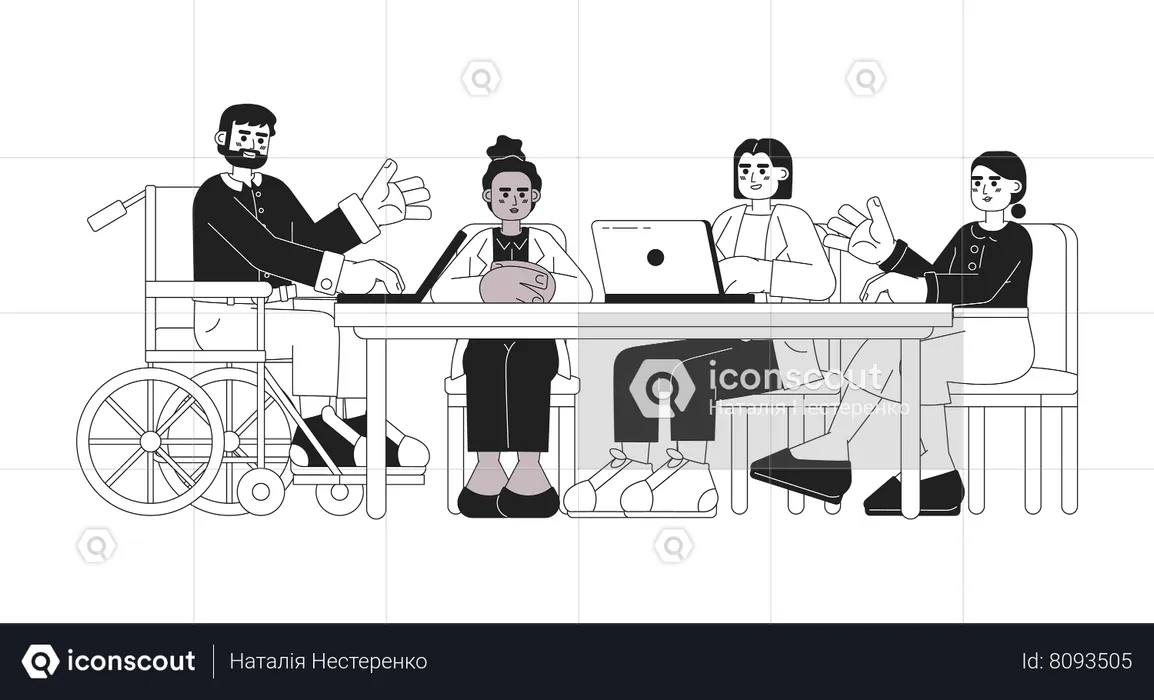 Diverse meeting work cartoon flat illustration  Illustration