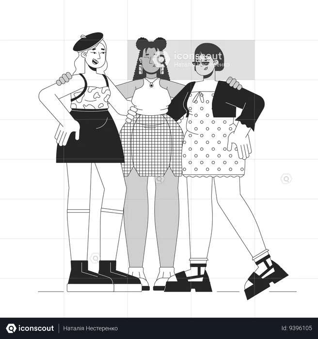 Diverse plus sized women in stylish clothes  Illustration
