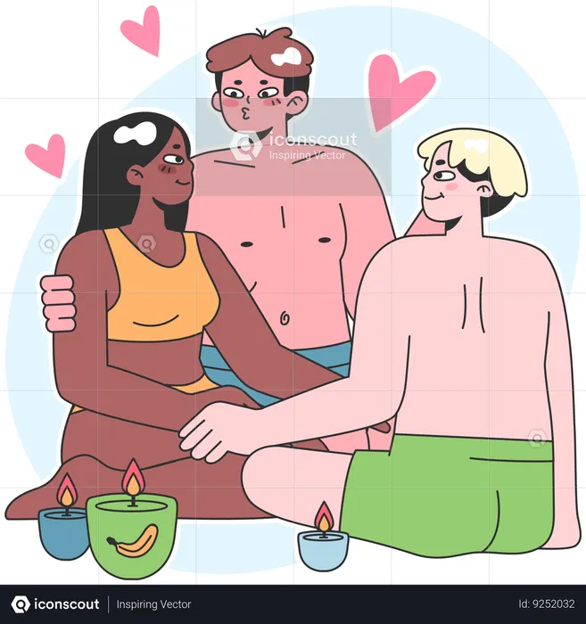 Diverse trouple love without boundaries  Illustration