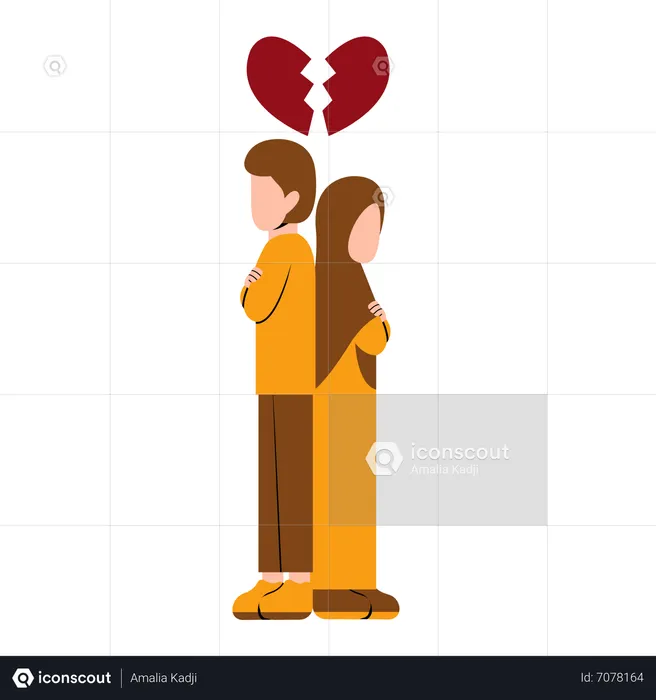 Divorced Arabic Couple  Illustration