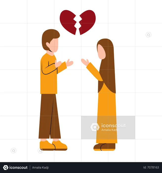 Divorced Islamic Couple  Illustration