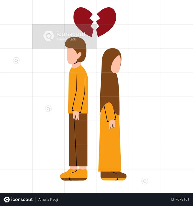 Divorced Muslim Couple  Illustration