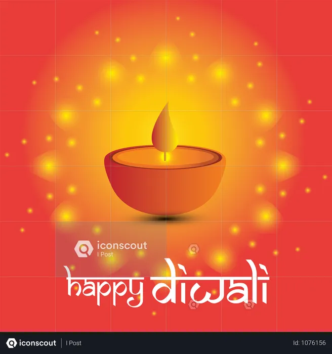 Diwali Festival Greeting Card With Beautiful Rangoli And Diya Background  Illustration