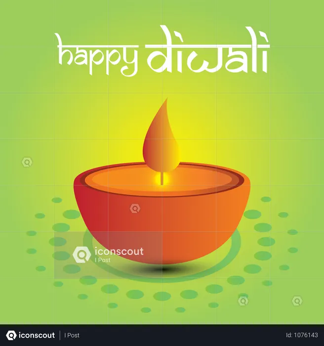 Diwali Festival Greeting Card With Beautiful Rangoli And Diya Background  Illustration