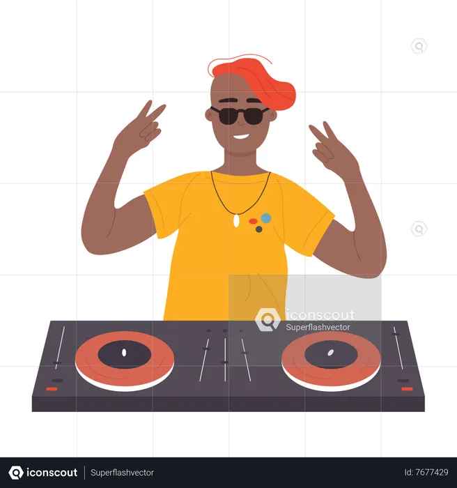 Hombre dj  Ilustración