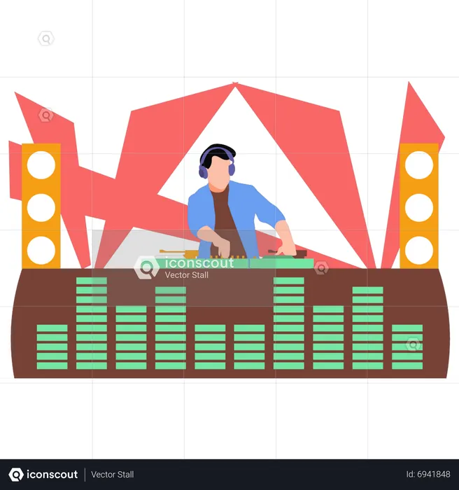 DJ mixing the beats  Illustration