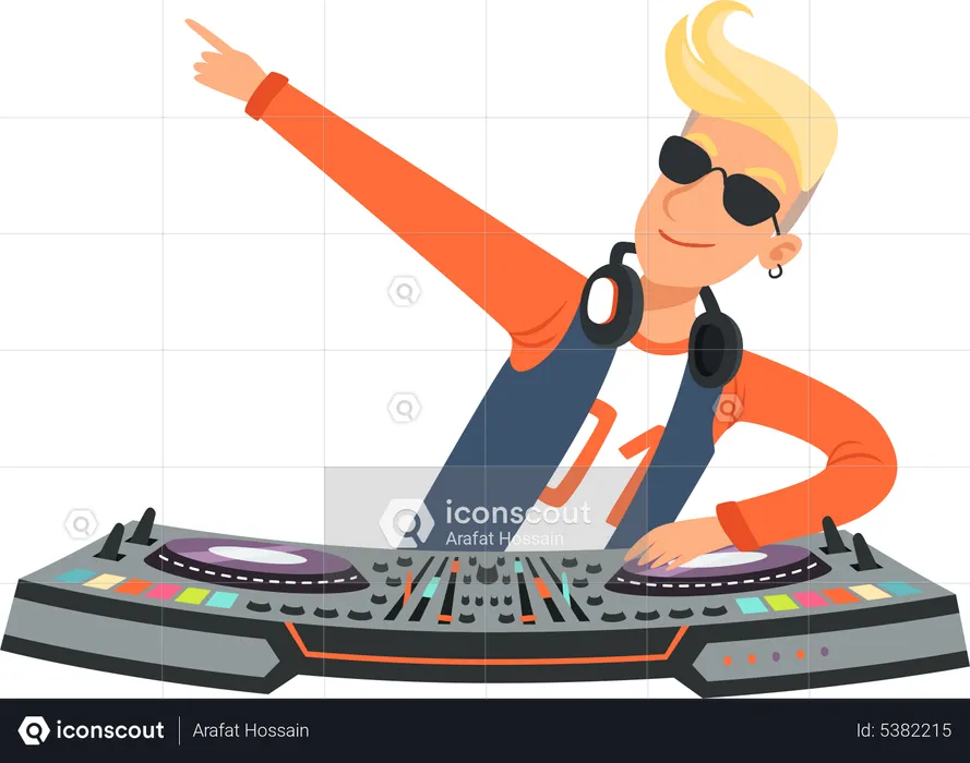 DJ spielt Musik  Illustration