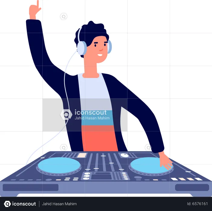 DJ spielt Musik  Illustration