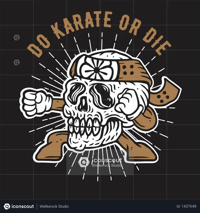Do Karate or Die Skull  Illustration