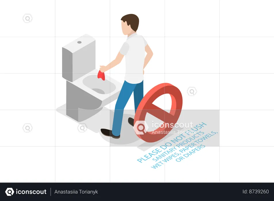 Do Not Flush Sanitary Products  Illustration