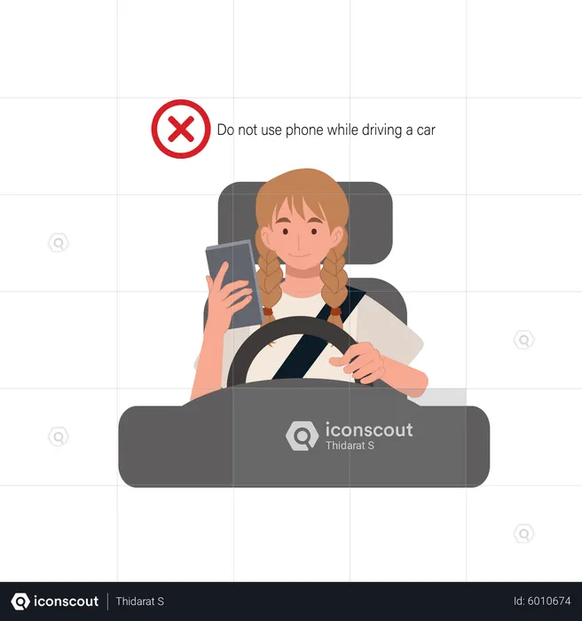 Do not use mobile while driving car  Illustration