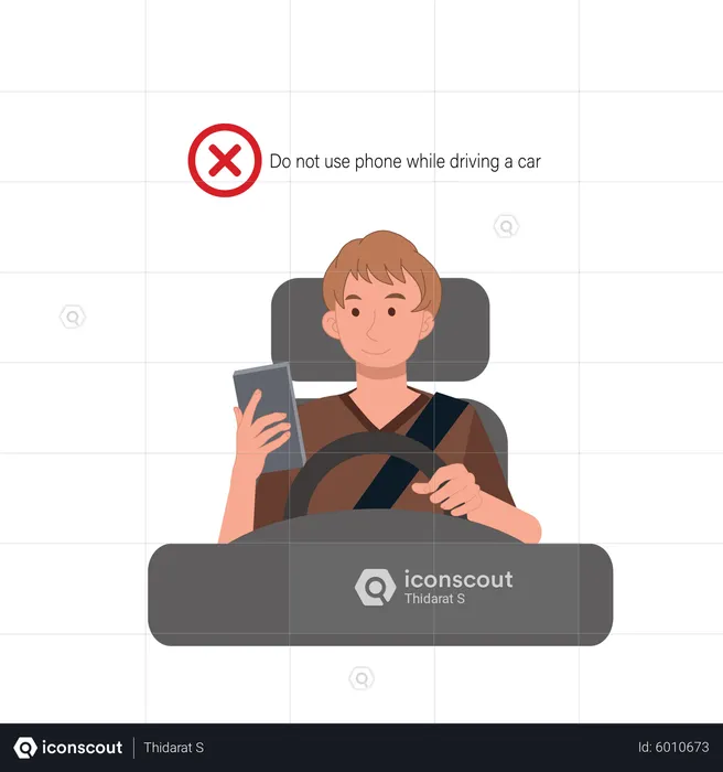 Do not use phone while driving car  Illustration