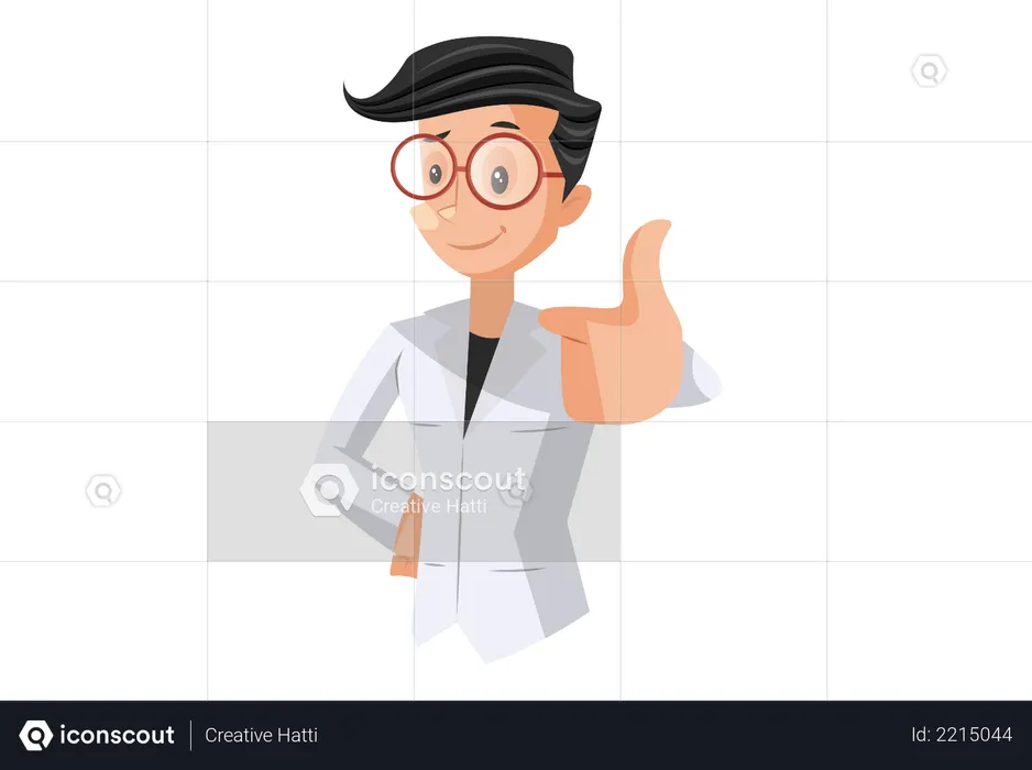 Médecin avec le geste de la main du pouce vers le haut  Illustration