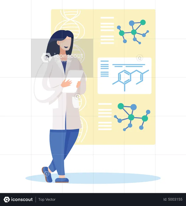 Médecin avec rapport de recherche  Illustration