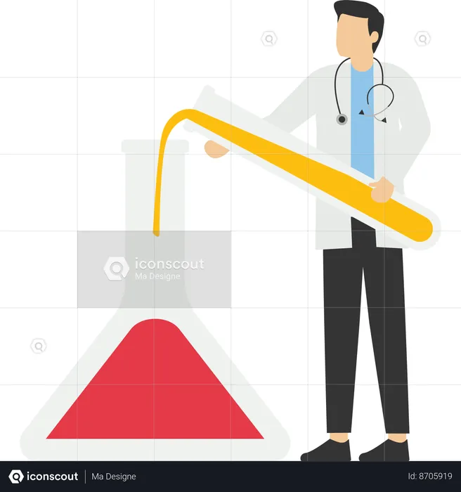 Médecin effectuant une expérience chimique en laboratoire  Illustration