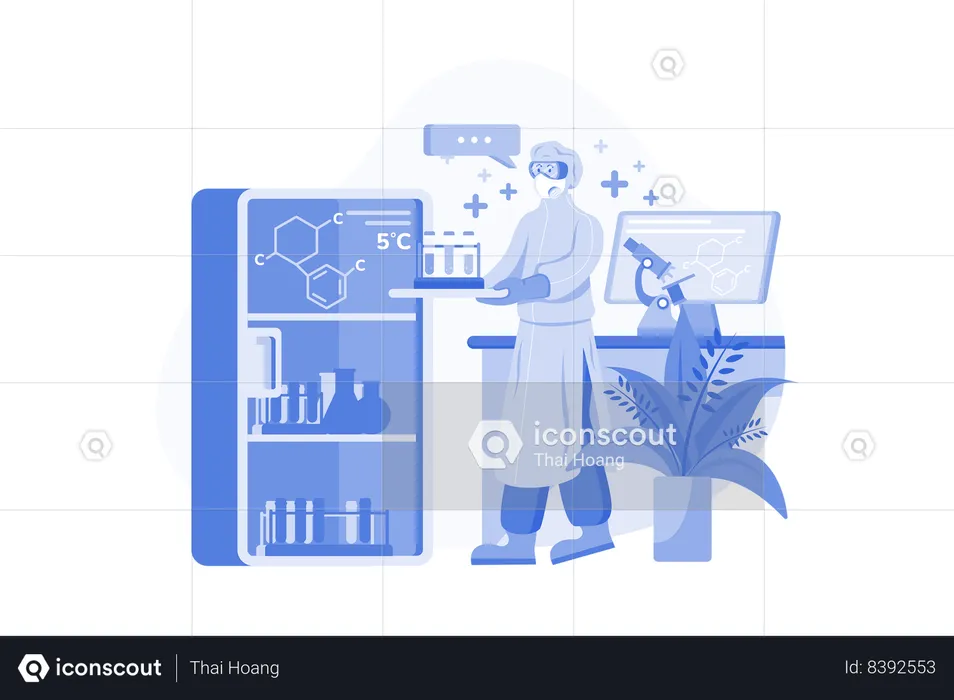 Médecin effectuant des recherches en laboratoire  Illustration