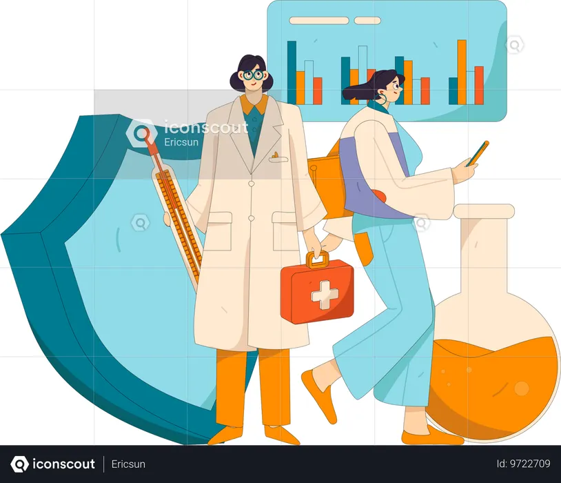 Médecin effectuant une analyse médicale  Illustration