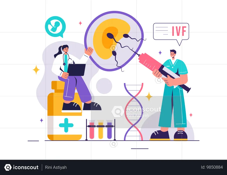 Médecin tenant une injection  Illustration