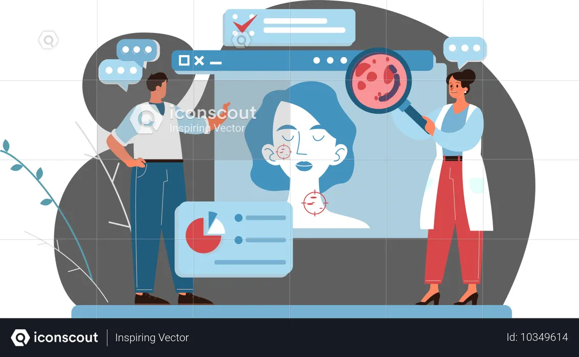 Doctor analysing skin disease  Illustration