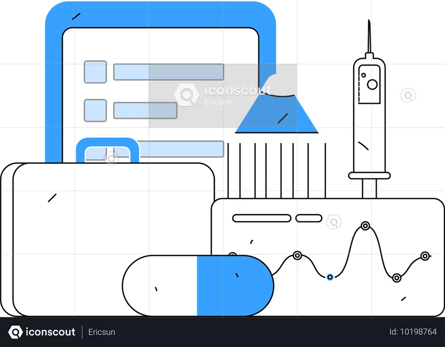 Doctor analyzes x-ray report of patient  Illustration