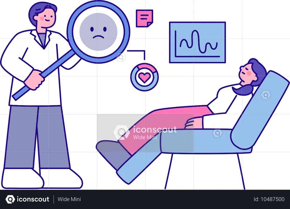 Doctor analyzing patient issues  Illustration