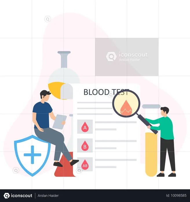 Doctor analyzing patient's Blood Report  Illustration